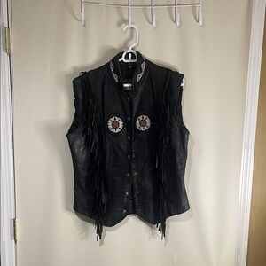 NWOT Genuine Gorgeous Leather Apparel East West Hand Made Beaded Fringe Vest